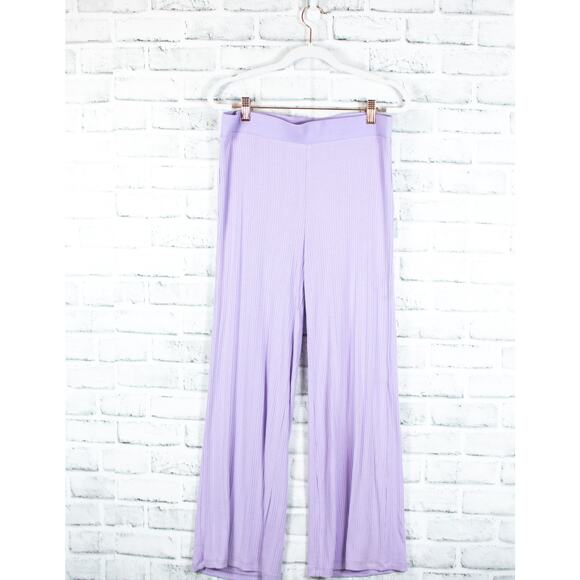 Jonathan Simkhai Purple Ribbed Knit Wide Leg Pants Medium Active Athletic Lounge - Picture 3 of 11
